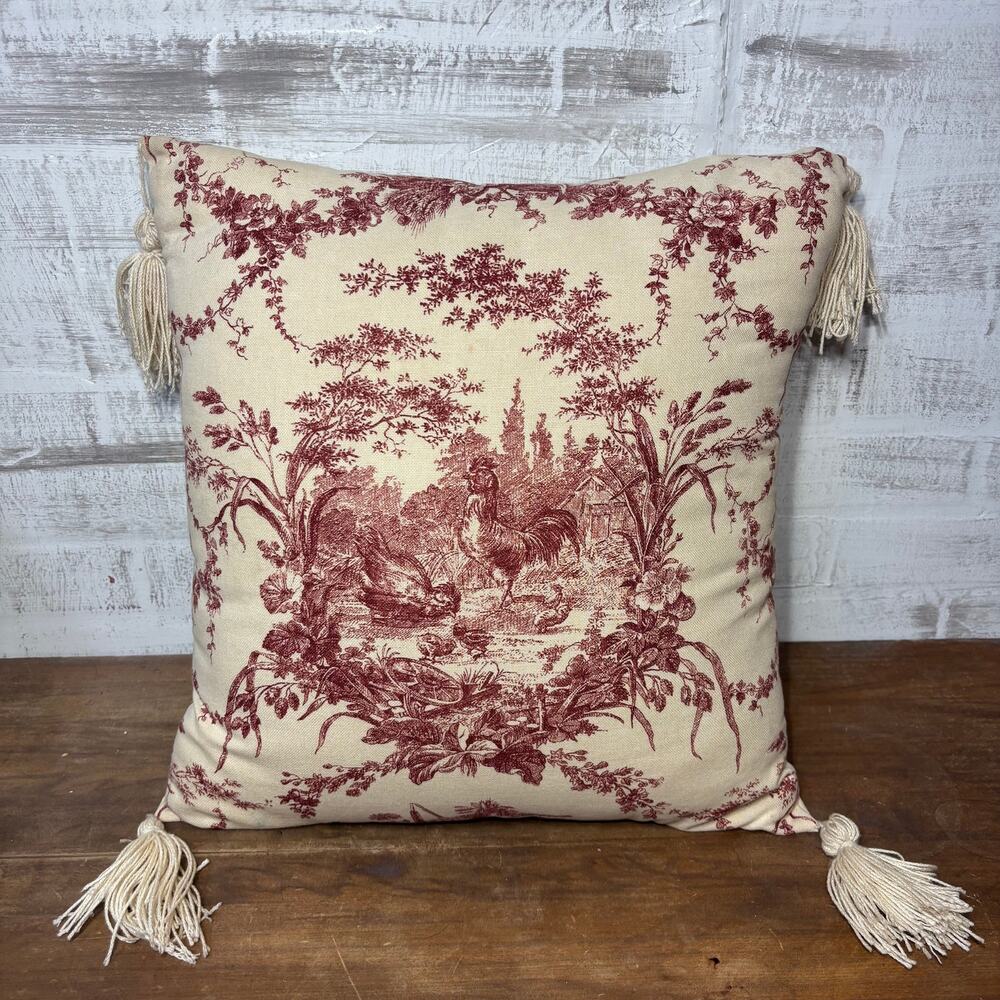Country Red Rooster Throw Pillow